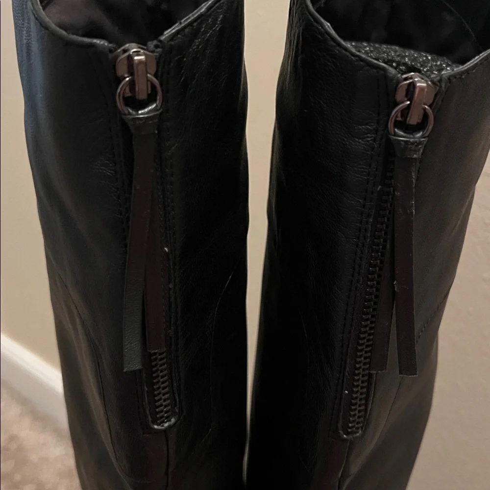 Black Over-the-Knee Women's Guess Soft Leather Heeled Boots Size 9 1/2M